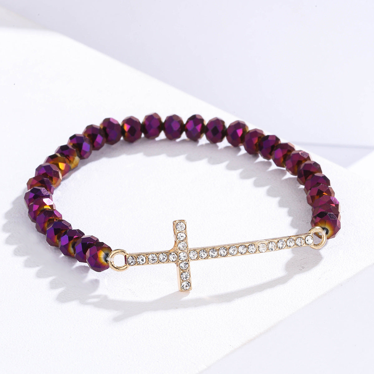 Simple Rhinestone Cross Colorful Crystal String Bracelets