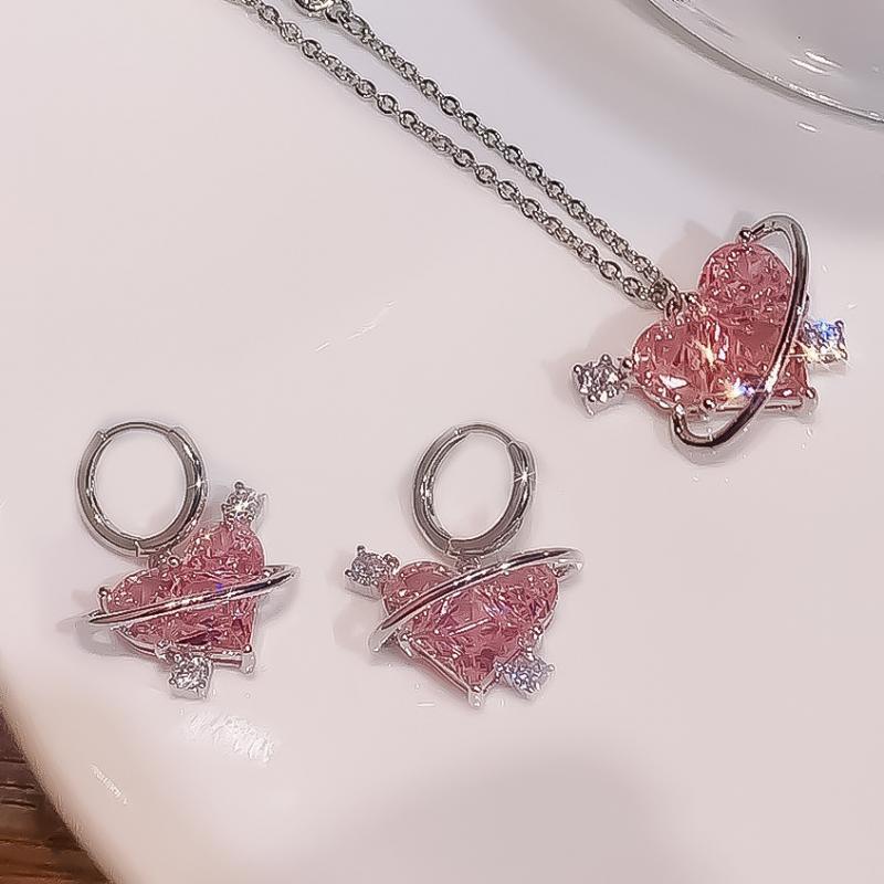 Pink Zircon Love Affordable Luxury Fashion Earrings