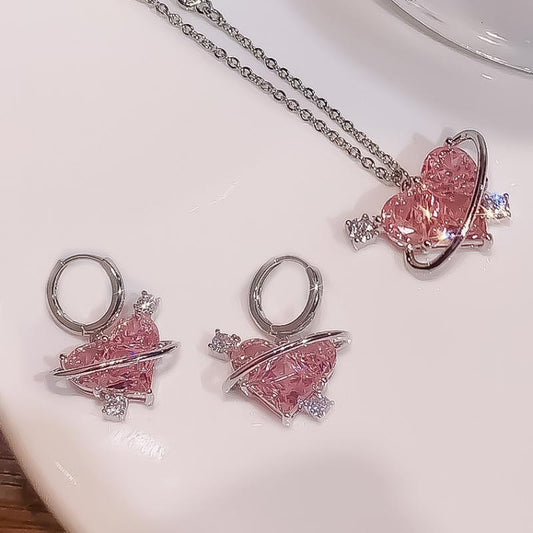 Pink Zircon Love Affordable Luxury Fashion Earrings