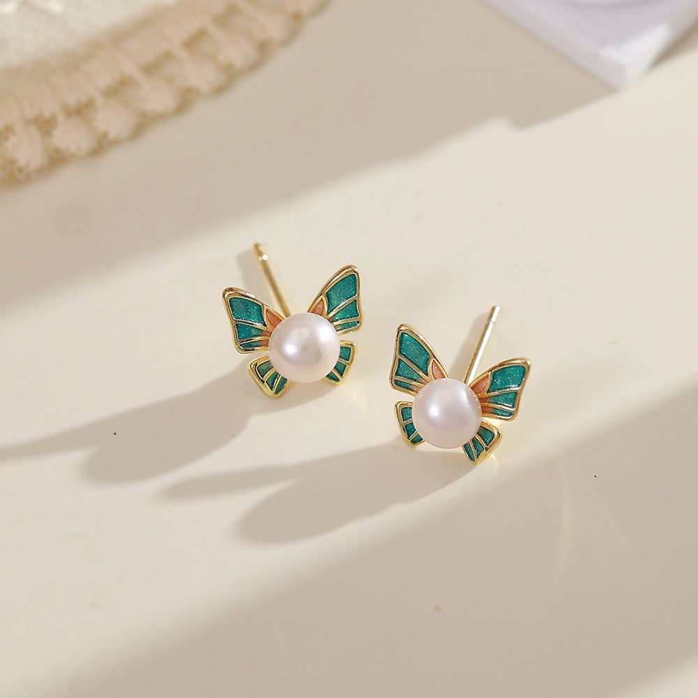 Freshwater Pearl Ear Fashionable Elegant High-grade Earrings