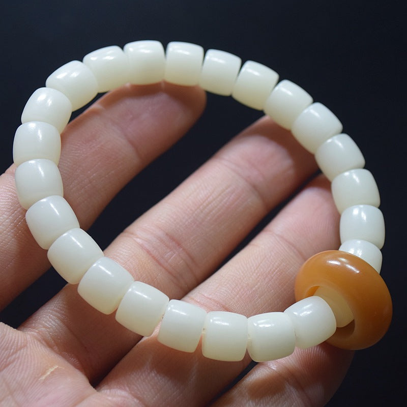 Jade Bodhi Root Straight Cut Barrel Beads Small Size Bracelets