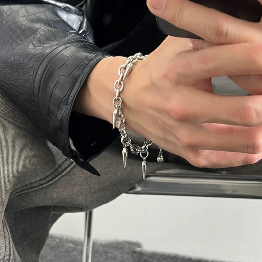 Women's & Men's Steel Tassel Rivet Minority Simple Hip Hop Bracelet