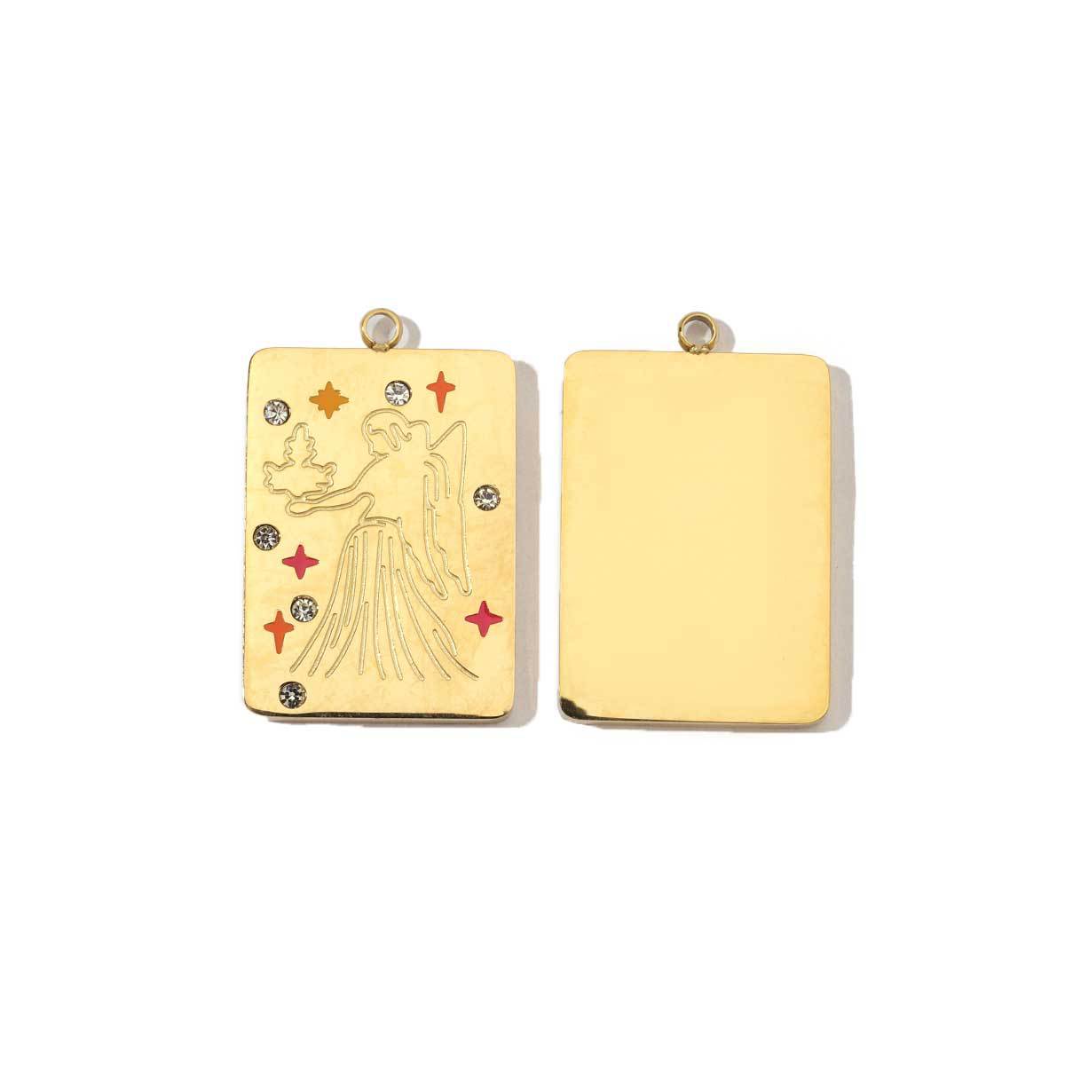 Real Gold Constellation Square Colorful Crystals Pendants