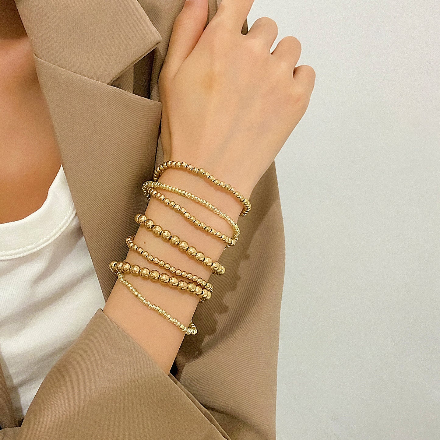 Women's Cool Couple Beach Style Handmade Beaded Stretch Wafer Bracelet