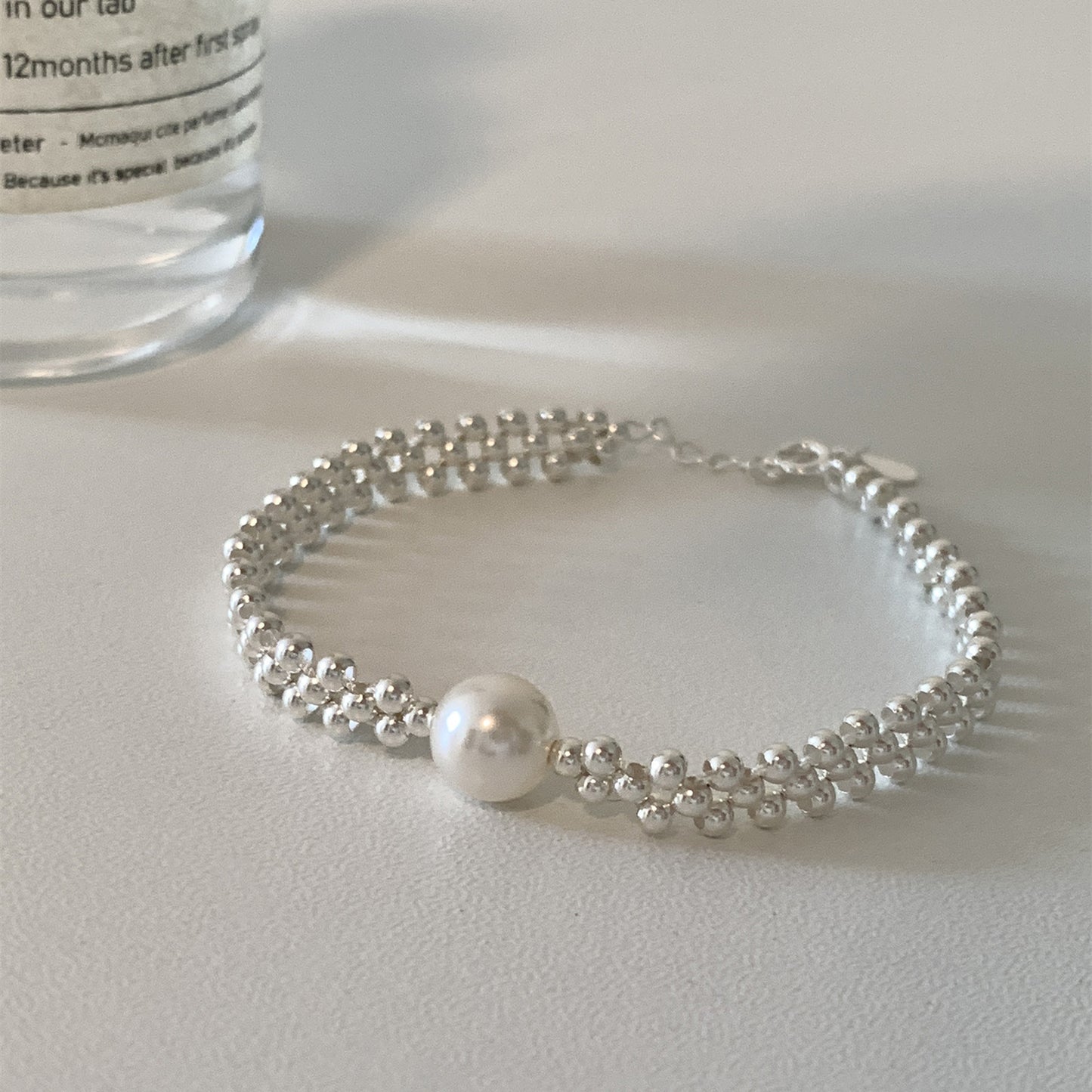 Sliver Beads Woven Pearl Niche Design Bracelet