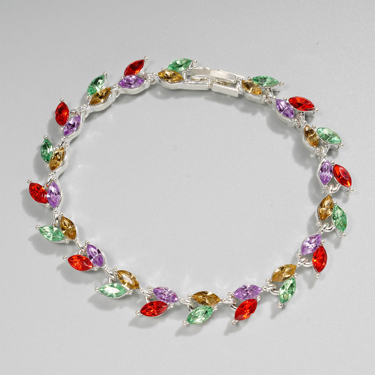 Women's Light Green Zircon Small Willow Leaf Bracelets