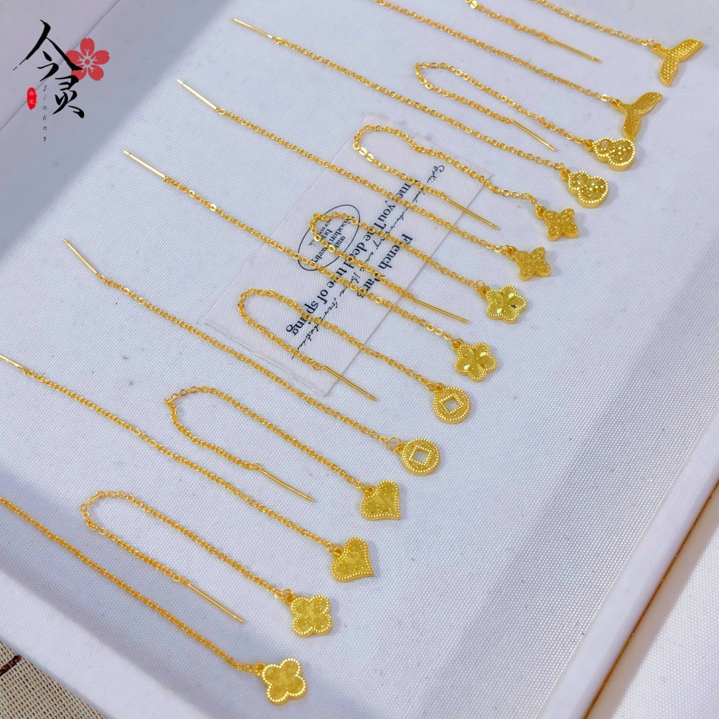 Flash Mush Ice Four-leaf Clover Love Coin Female Affordable Luxury Ear Line