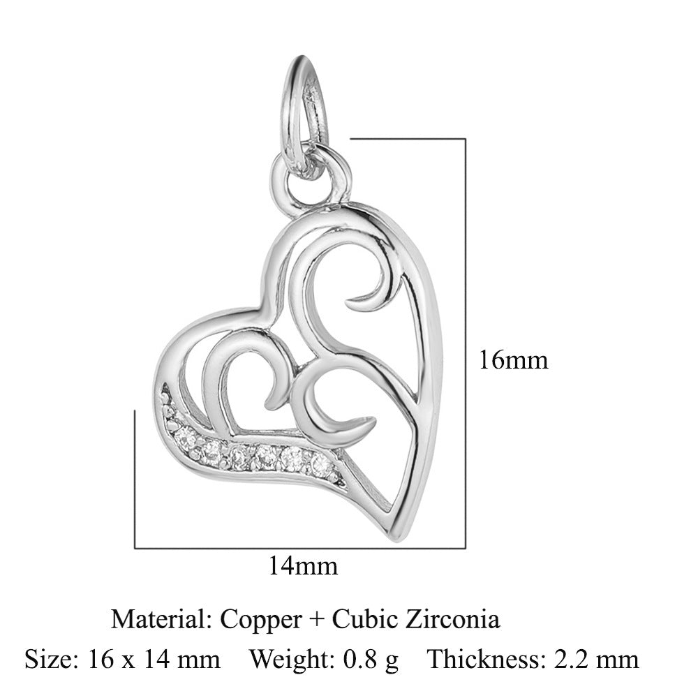 Peach Heart Lock Key Copper Zircon Pendants