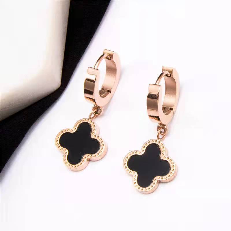 Trendy Titanium Steel Clover Ear Clip Earrings