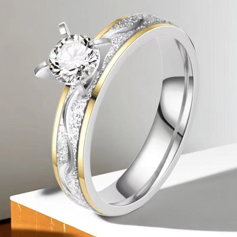Steel Couple Pairs Of Wind Diamond Niche Simple Rings