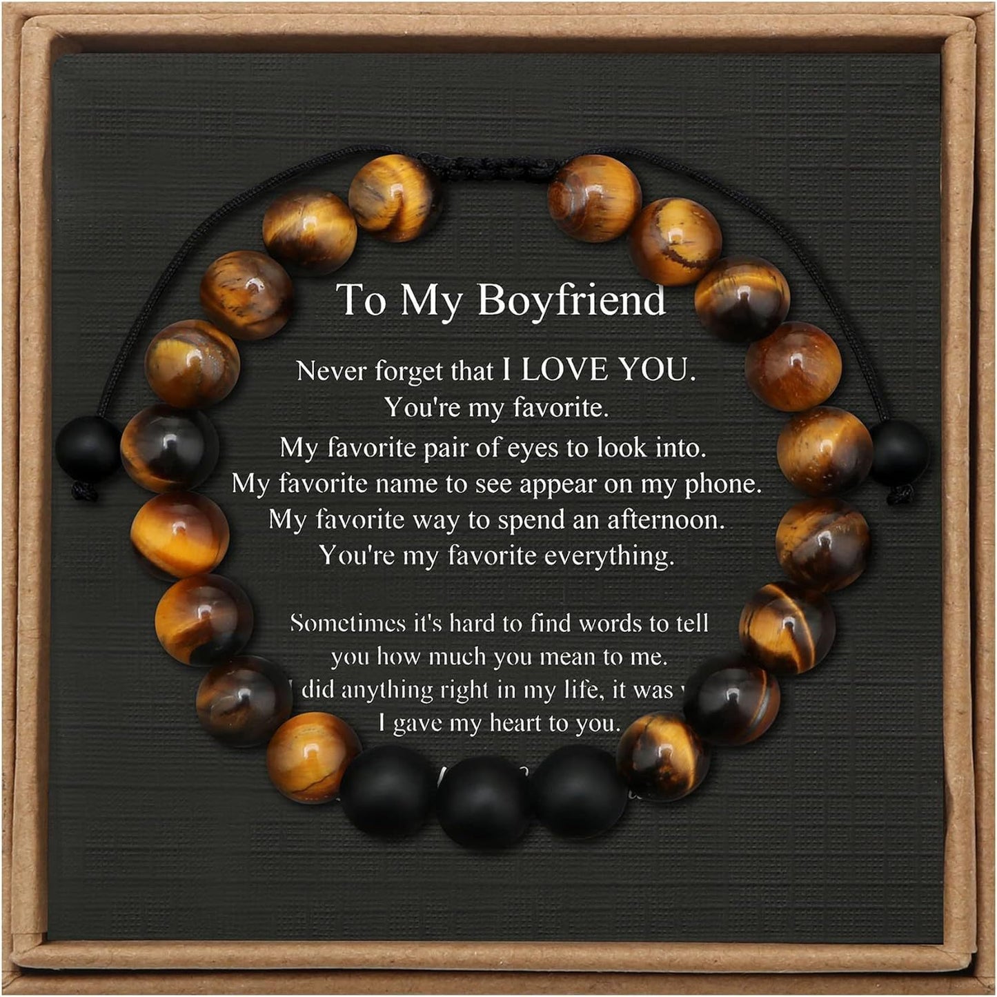 Men's Stone Tiger Eye Woven Adjustable Beaded Bracelet