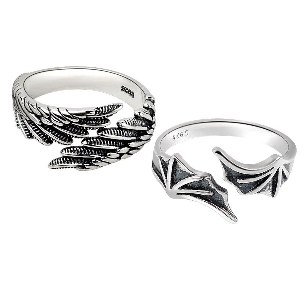Angels Demons Wings Couple Personalized Opening Ring