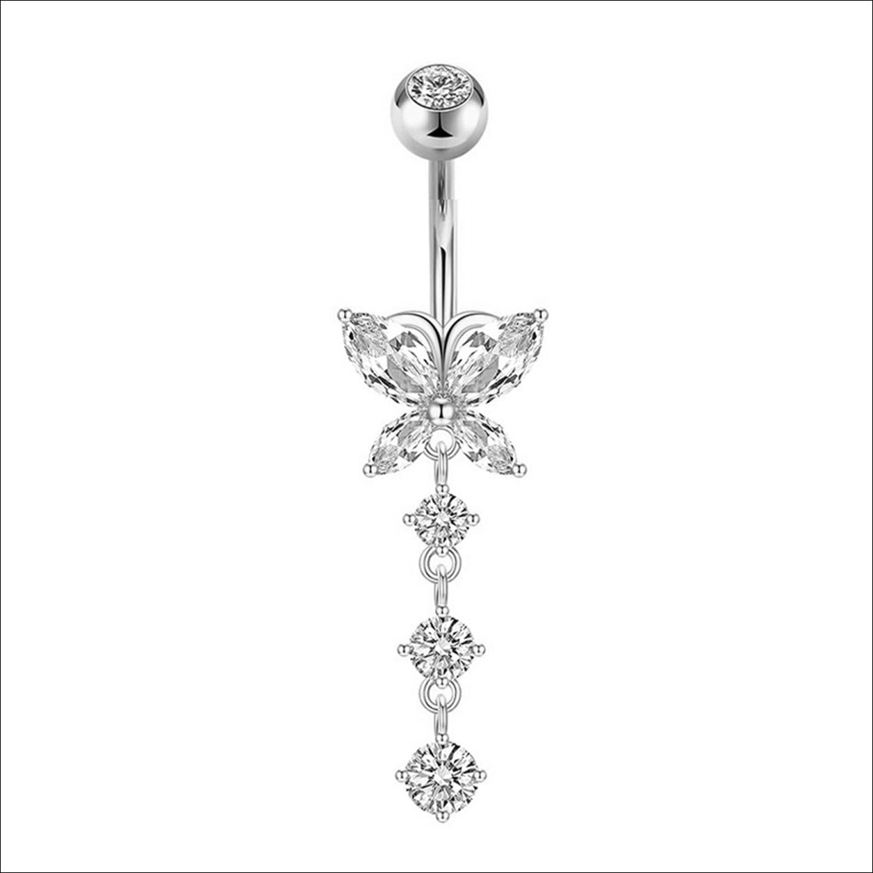 Stainless Steel Navel Combination Butterfly Zircon Decoration Belly Stud Earrings