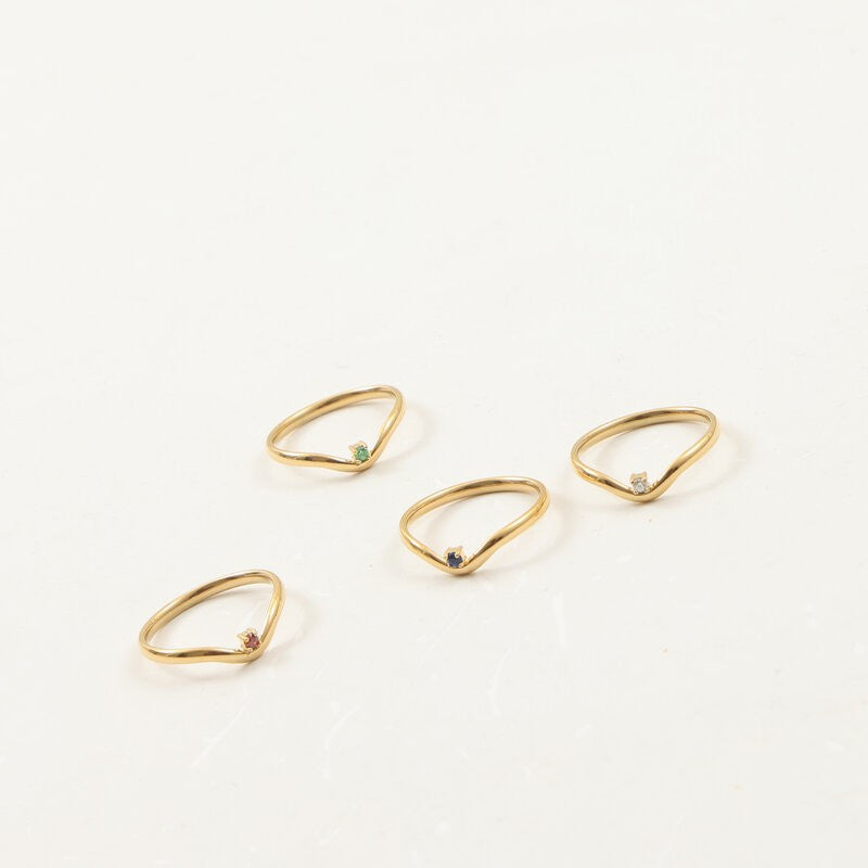 Pointed Thin Mini Small Diamond Titanium Steel Ring