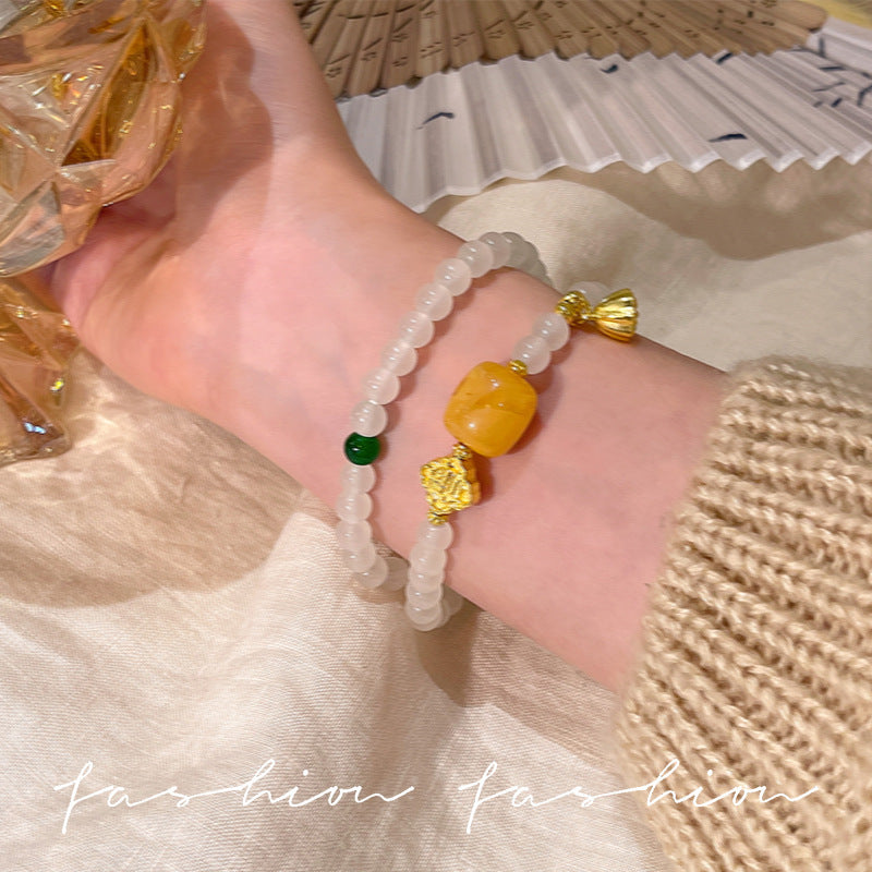 Women's Beaded Retro High-grade Versatile Cinnabar Style Bracelet