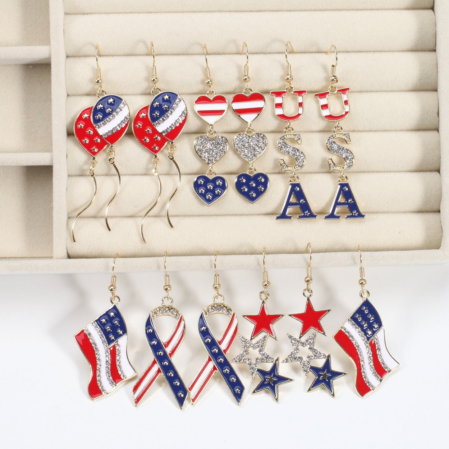 July Flag Independence Day War Veterans Earrings