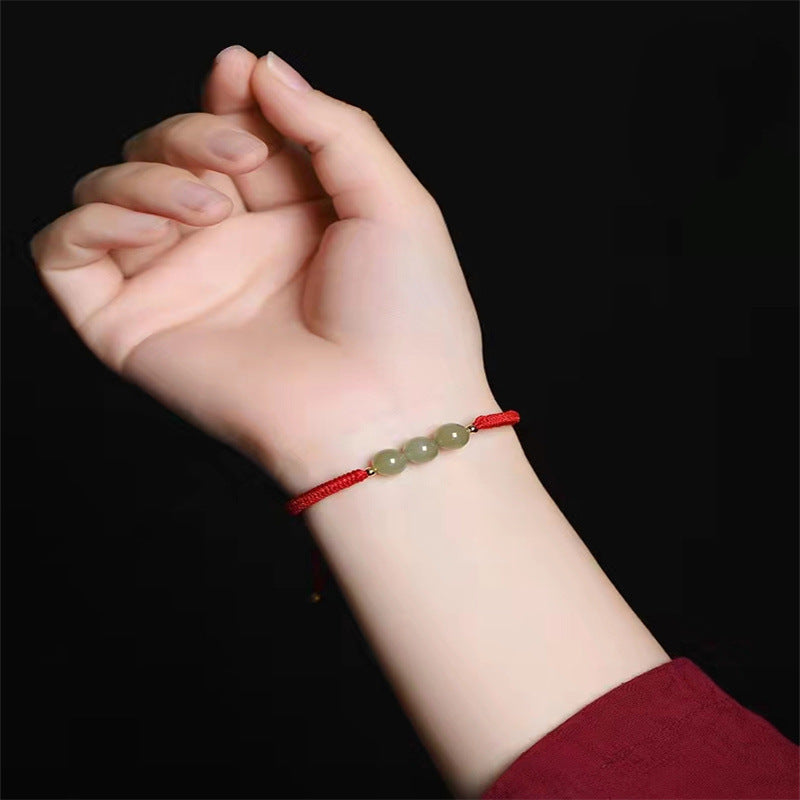 Jade Lucky Beads Red Rope Trendy Life Carrying Bracelets