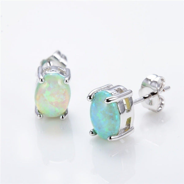 Attractive Beautiful Charming Glamorous Oval Opal Earrings