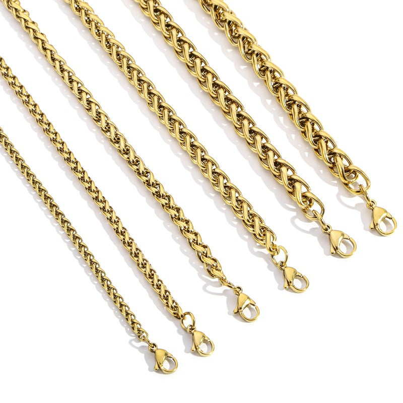 Women's & Men's Cuba Titanium Steel Basket Stainless Clavicle Goods Necklaces