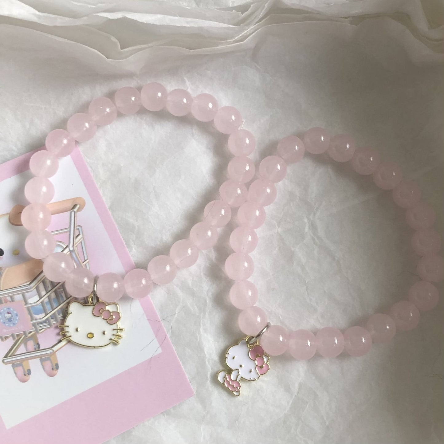 Cute Pink Kitten Heart Pure Desire Female Bracelet