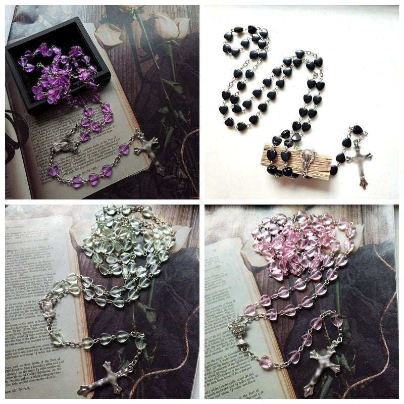Rosary Acrylic Bead Ten Z Frame Necklace