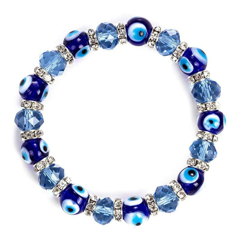Devil's Eye Crystal Blue Evil Beaded Elastic Bracelet