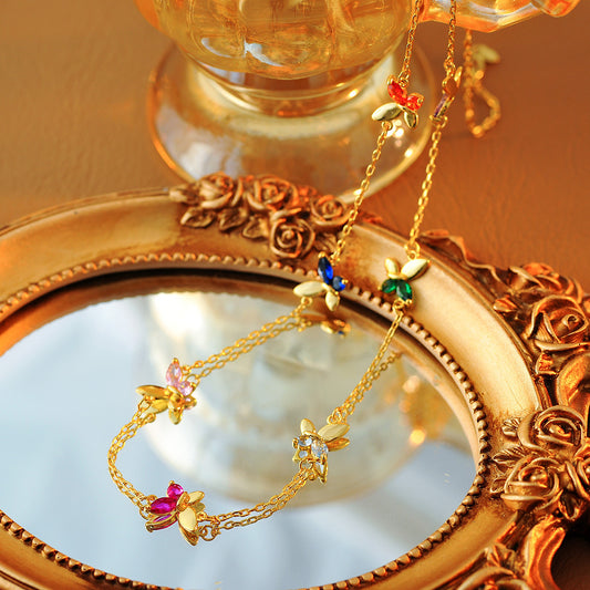 Wing Light Luxury Commuter Color Zircon Necklace