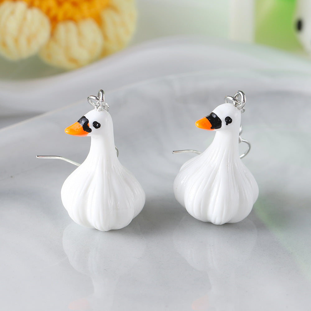 Healing Garlic Duck Clair Cartoon Cute Earrings