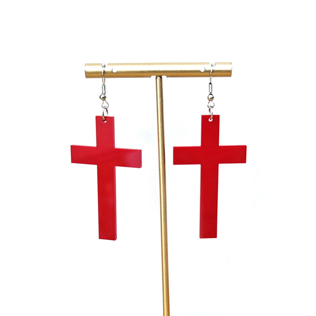 Black Cross Acrylic Long Geometric Lady Earrings