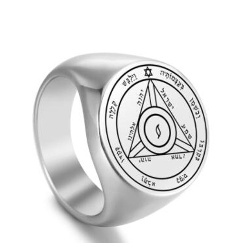 Steel Solomon Seal Jupiter Mars Mercury Moon Ring