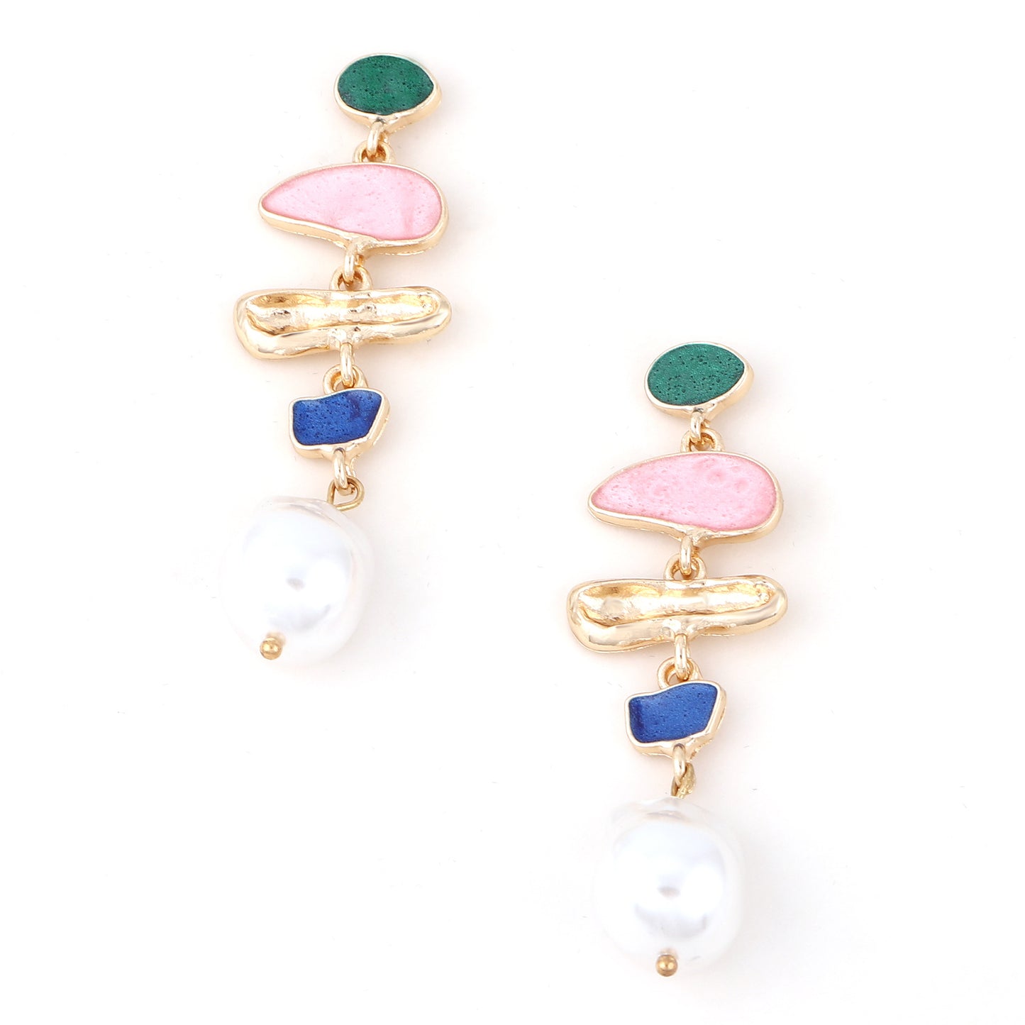 Fashion Irregular Geometric Inlaid Pearl Fresh Girly Earrings