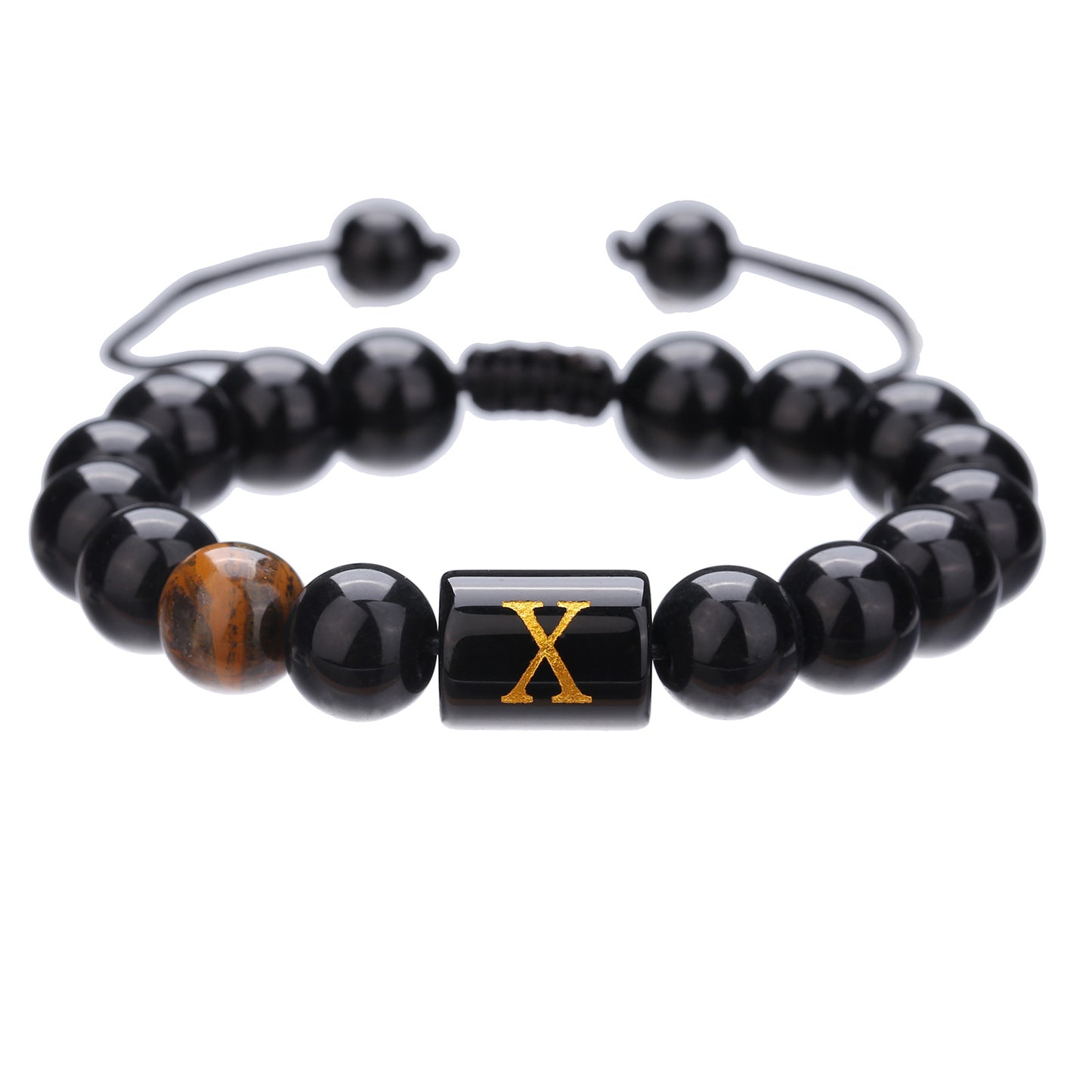 Live Streaming Black Agate Beads Male Letter Bracelets