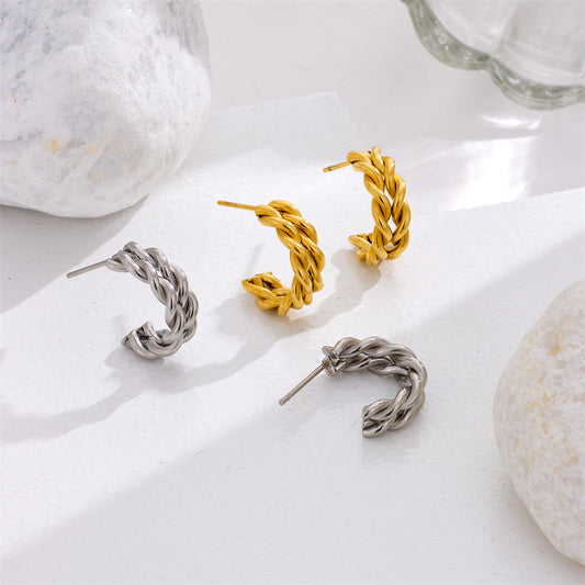 High-grade Cold Geometric Twist Ornament Metal Earrings