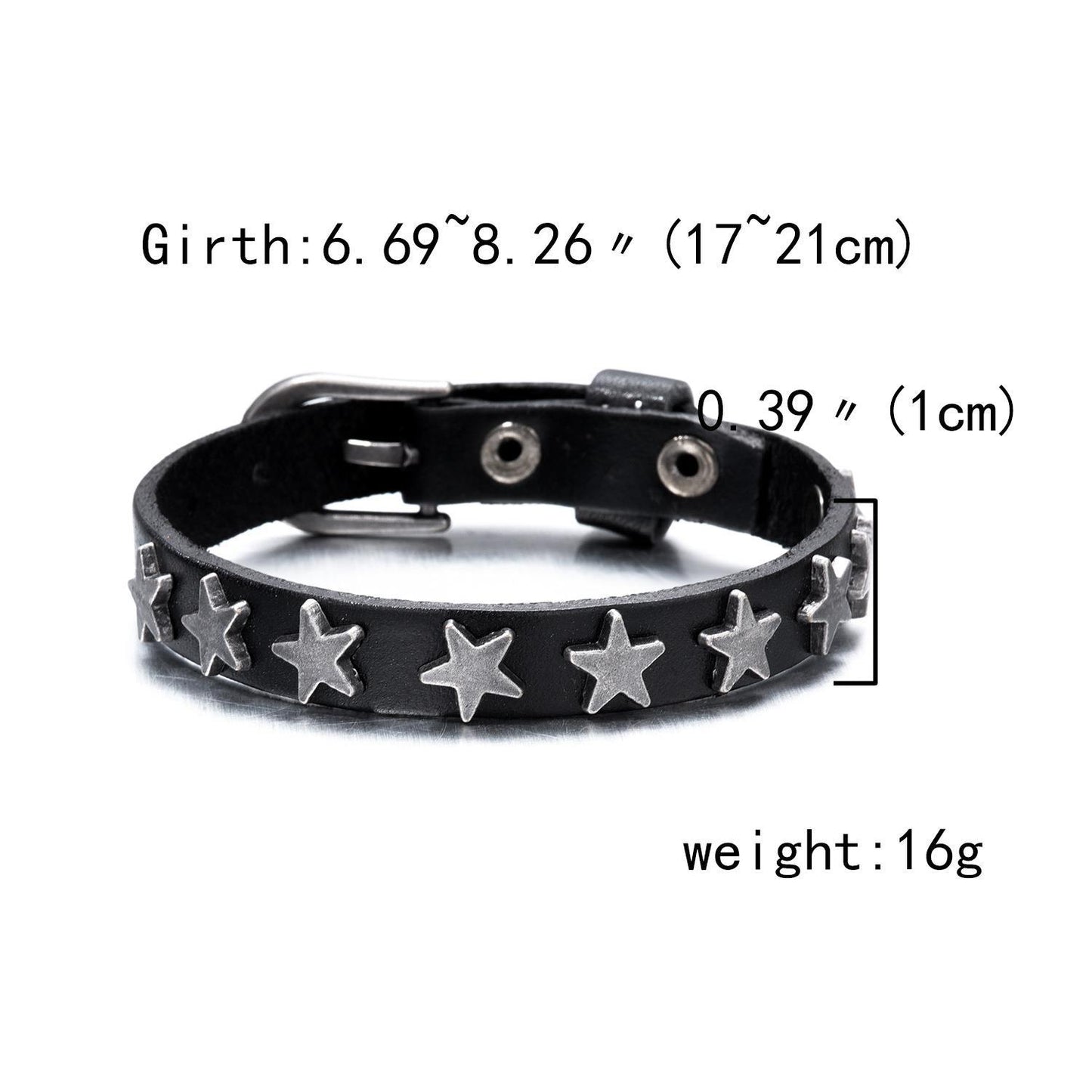Punk Retro Five-pointed Star Cattle Leather Bar Street Bracelets