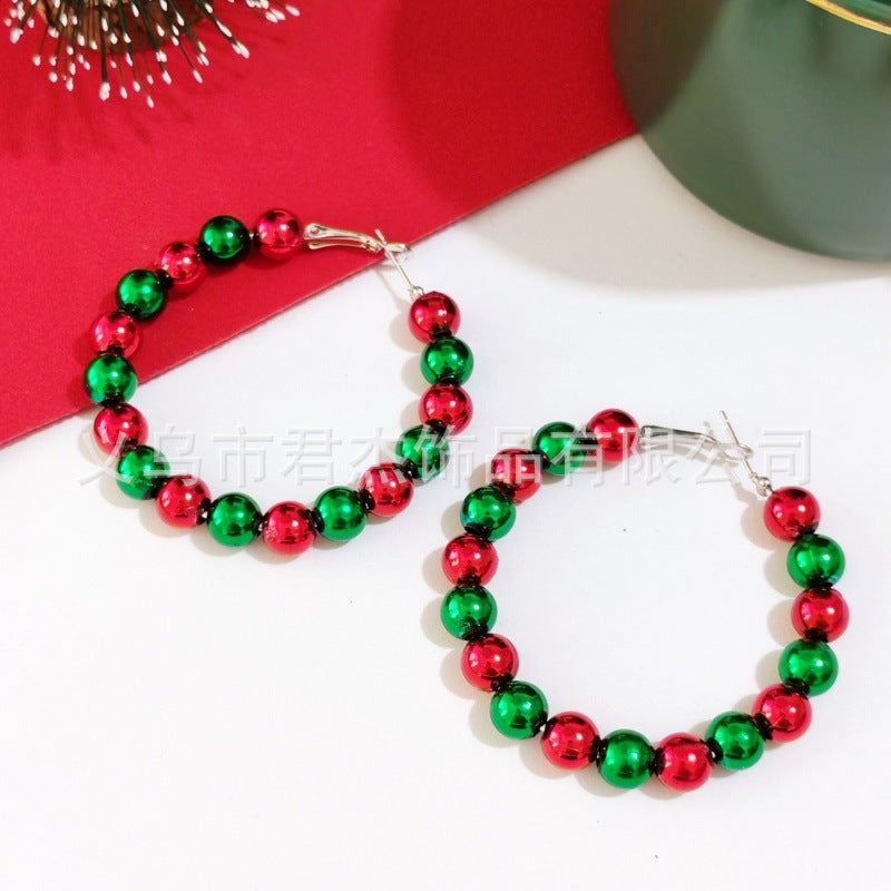 Christmas Fashion Creative Geometric Contrast Color Round Earrings