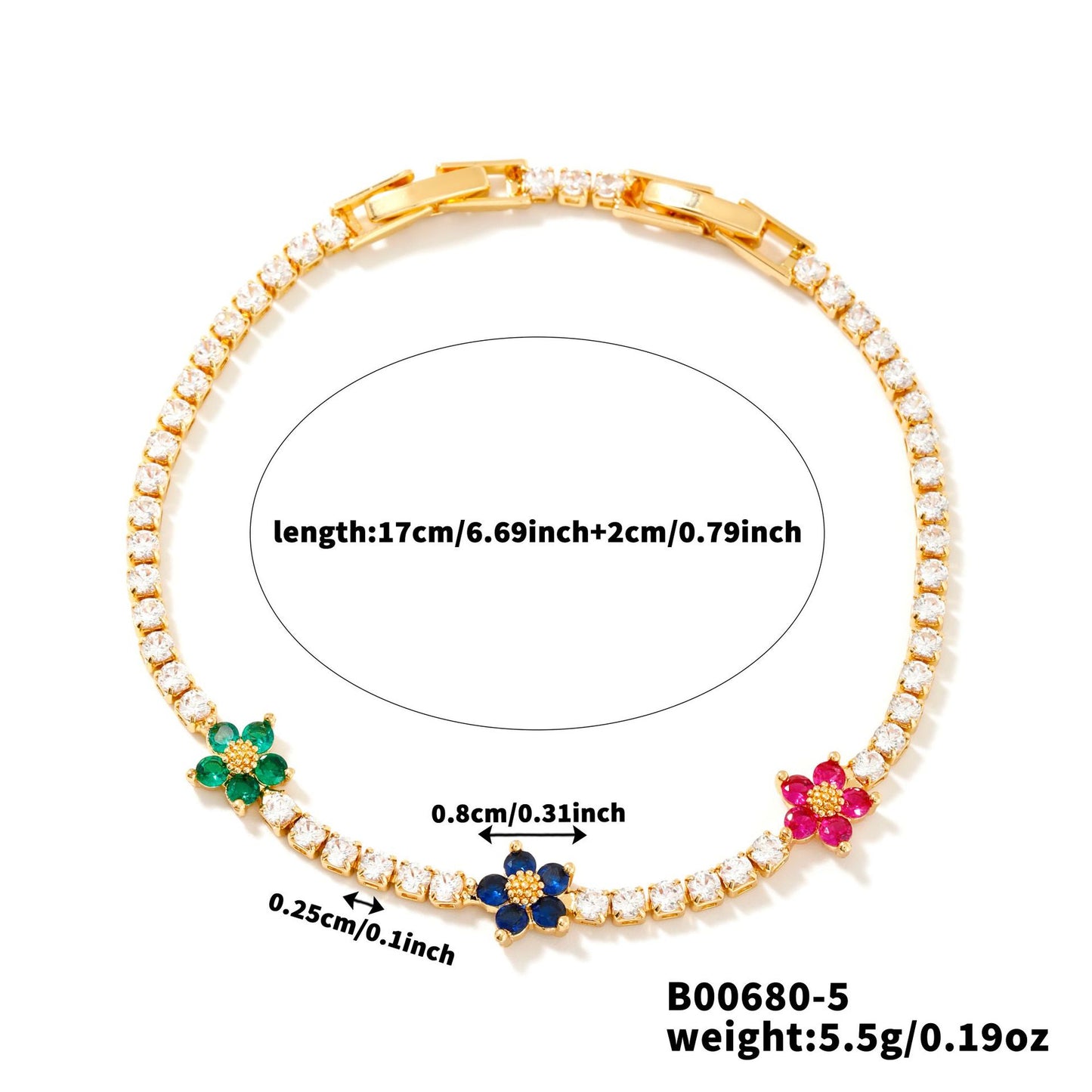 Style Copper Inlaid Zircon Sweet Elegance Niche Bracelets