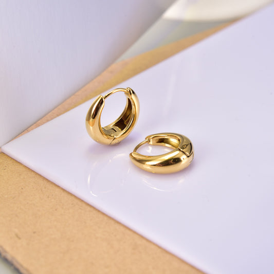 Simple Glossy Geometric Oval Ear Retro Cold Style Gold Rings