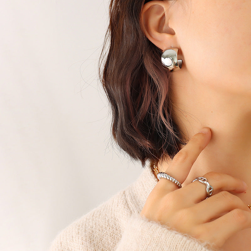 Niche Hip Hop Trendy Stainless Steel Earrings