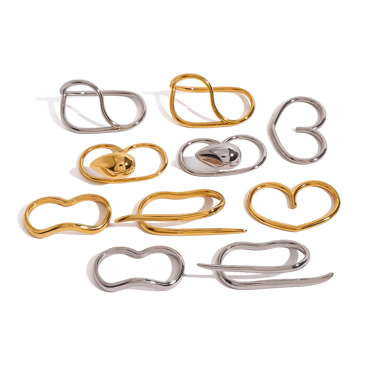 Ding Stainless Steel Double Finger Female Irregular High Sense Rings