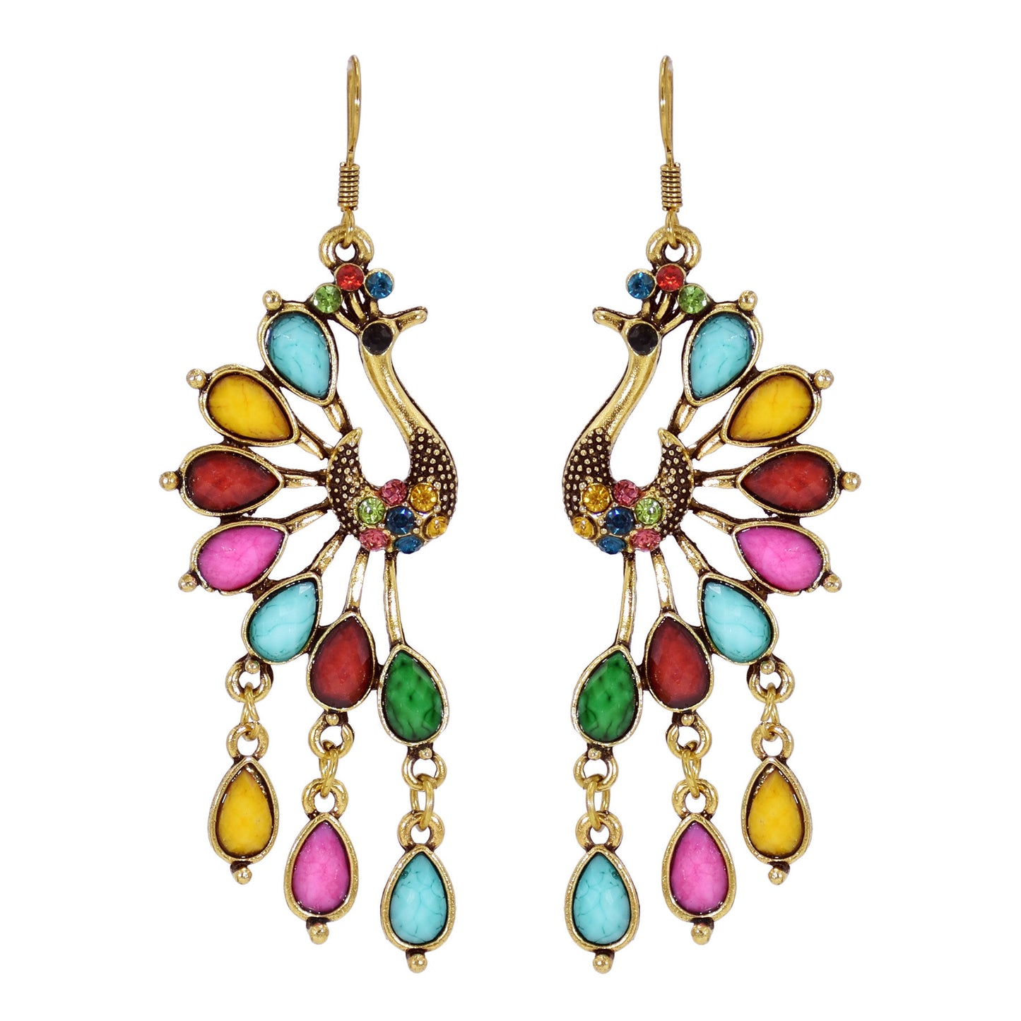Women's Creative Retro Ethnic Fashion Bohemian Color Resin Gem Peacock Rings
