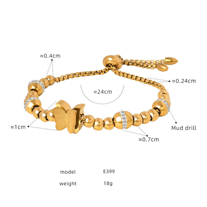 Steel Gold-plated Diamond Beaded Affordable Luxury Bracelets