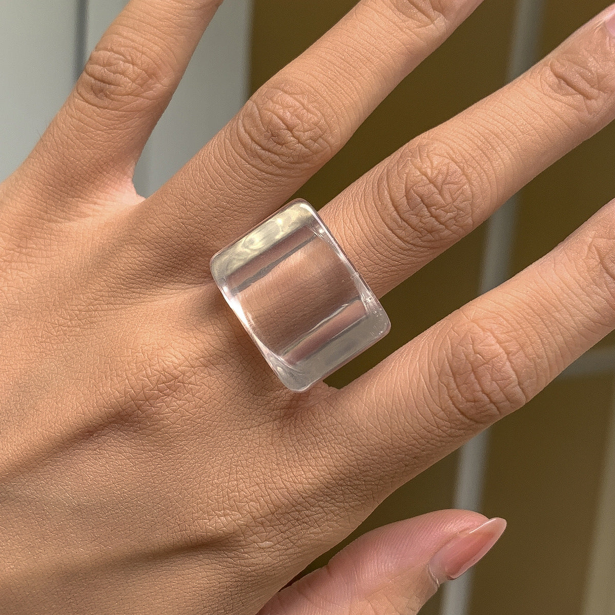 Colorful Acrylic Simple Fashionable Geometric Square Rings