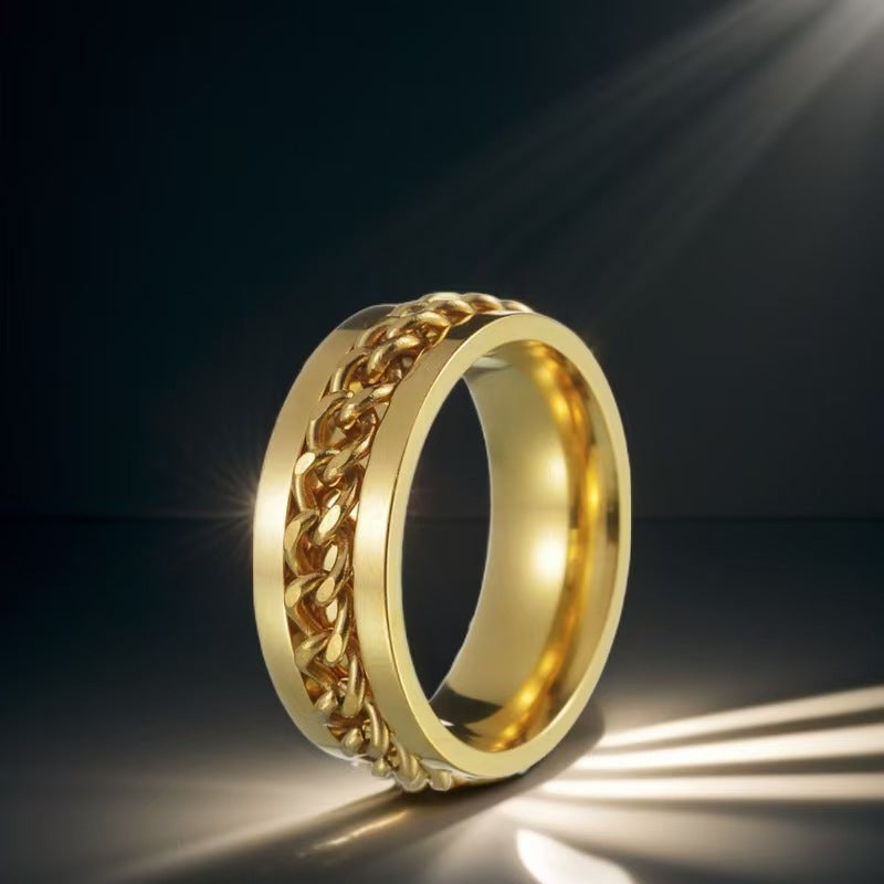 Men's Hip Hop Fashion Rotating Cold Niche Ring