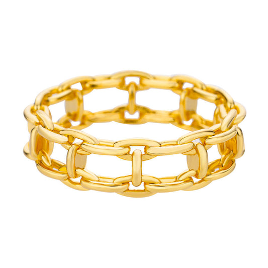 Women's & Men's Wind Simple Hollow Gold-plated Stainless Steel Rings