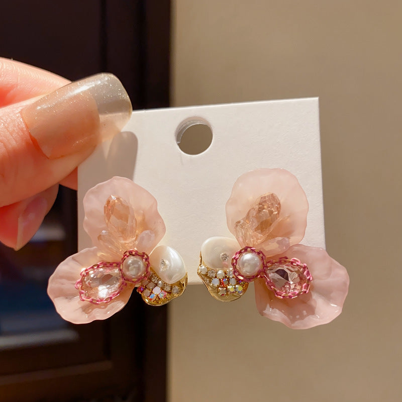 Flower Sweet Fresh Elegant Light Luxury Stud Earrings