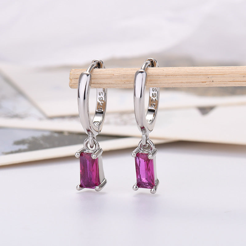Sier Needle Export Sale Rectangular Color Earrings