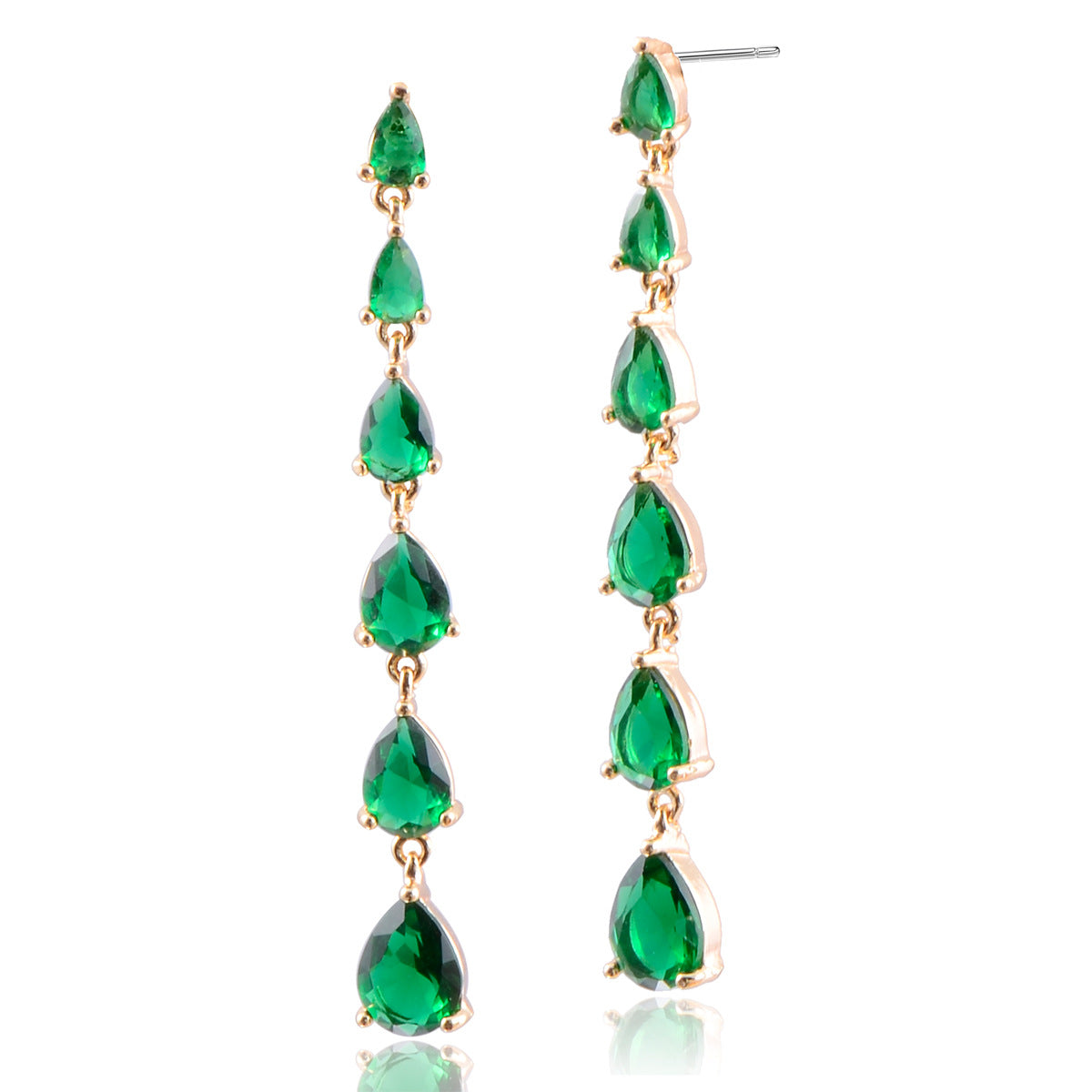 Zircon Water Drop Electroplated Sier Needle Simple Earrings