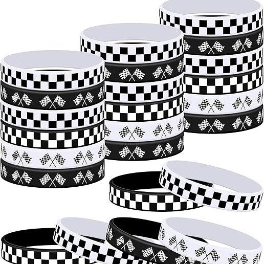 Women's & Men's White Plaid Popular Wrist Strap Fashion Racing Flag Bracelets