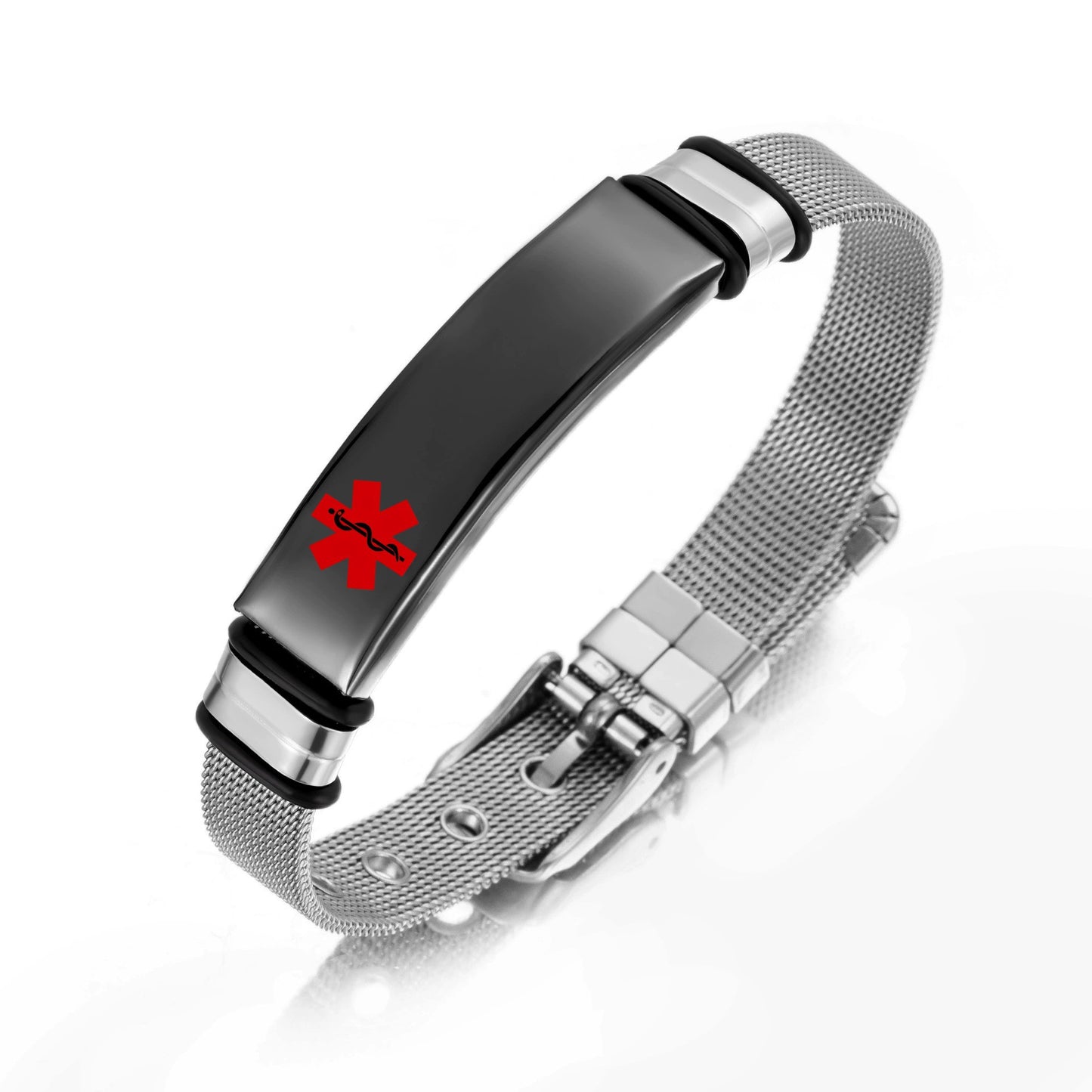 Glossy Can Carve Writing Stainless Couple Inscribed Medical Mark Bracelet