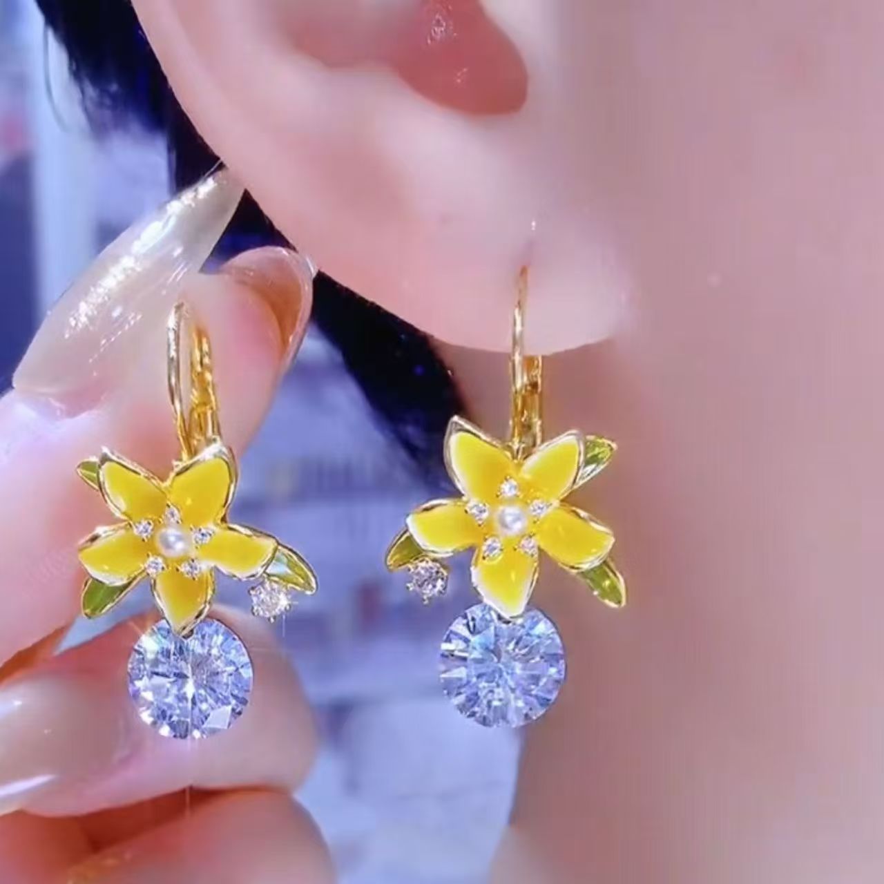 Flower Ear Clips Fashion Spring High Stud Earrings